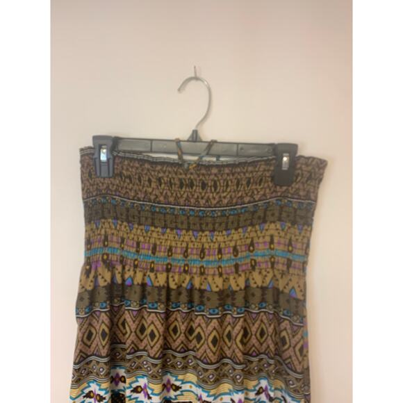 Mine Womens Maxi Dress SZ L Boho Aztec Country Festival Southwest Sundress - Picture 3 of 9